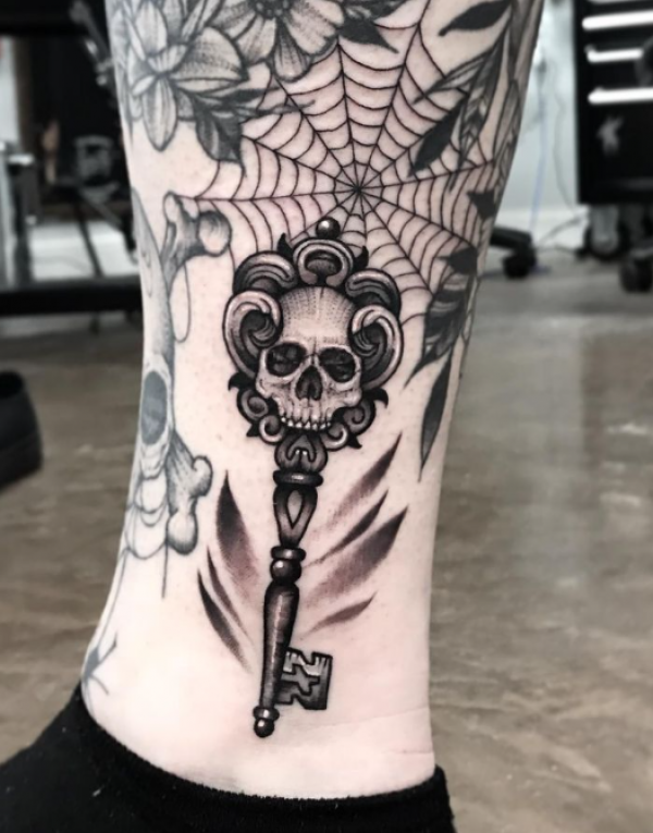 Ilustrasi kunci dengan tampilan gothic